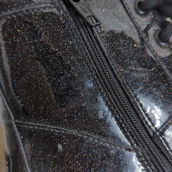 UGG Black Sparkle Rubber Combat Boots - Picture 4 of 7
